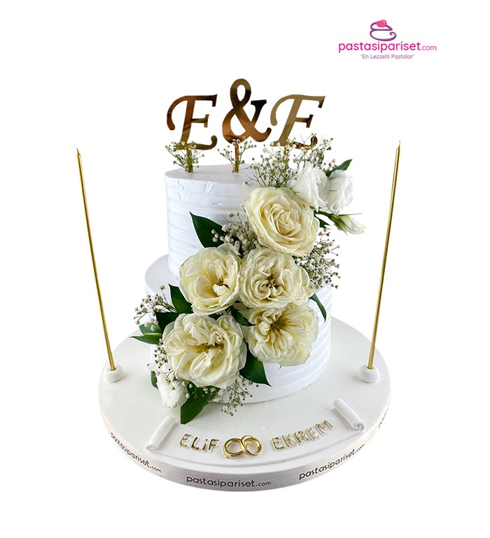 beyaz güller, söz nişan pastası, özel tasarım pasta