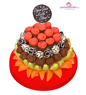 meyve sepeti, doğum günü, meyveli kek, hediyelik, çikolatalı