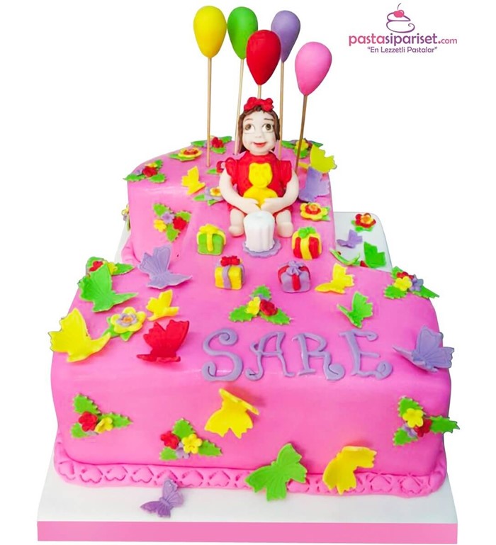 1 rakamı doğum günü pastası, kız çocuk pastaları