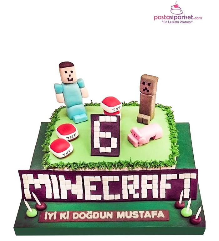 butik pasta, genç nesil, erkek çocuk, minecraft pastası