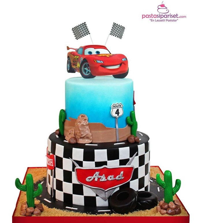 Butik pasta, pasta, arabalı pasta, çocuk pastası, cars, film