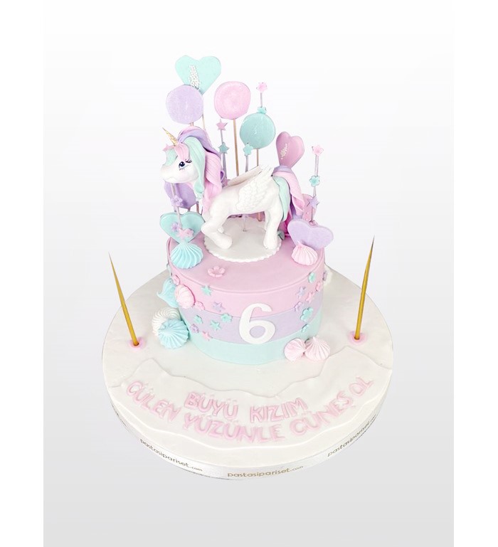 pastel renkler unicorn doğum günü pastası, doğum günü pasta