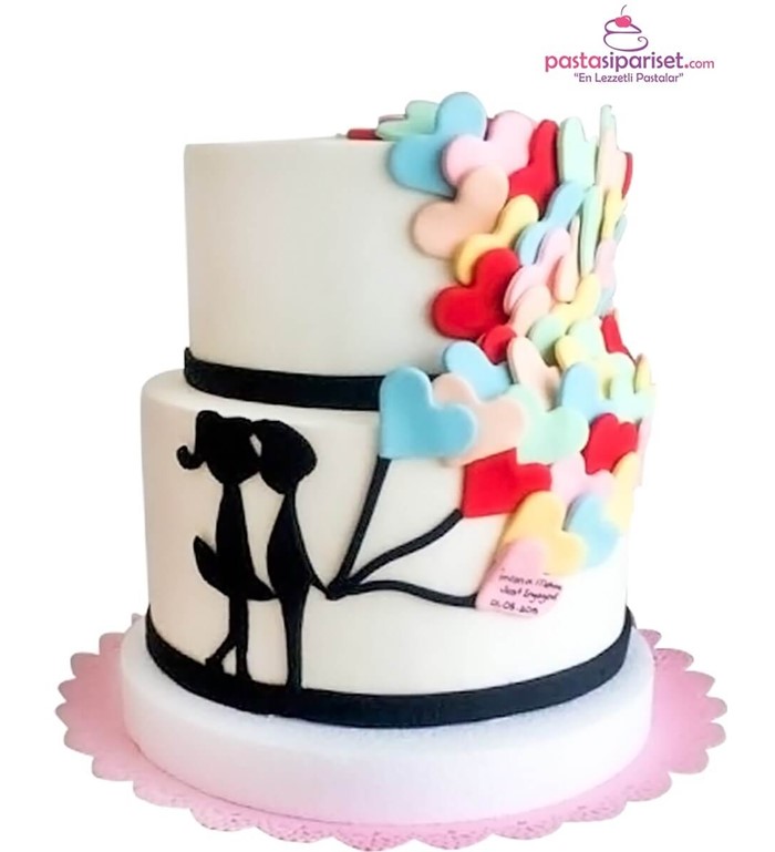 Butik pasta, pasta, sevgili pastası, kalpli pasta, balonlu