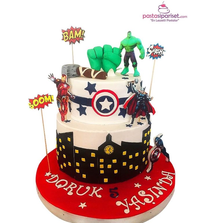 Süper Kahramanlar Pastası, avangers pasta görselleri