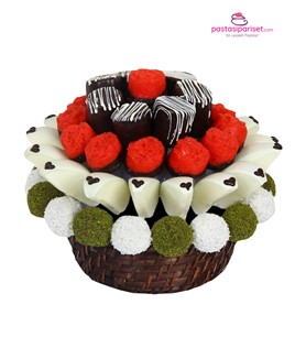 geçmiş olsun hediyesi, çiçekli kek, çiçek sepeti, hediye