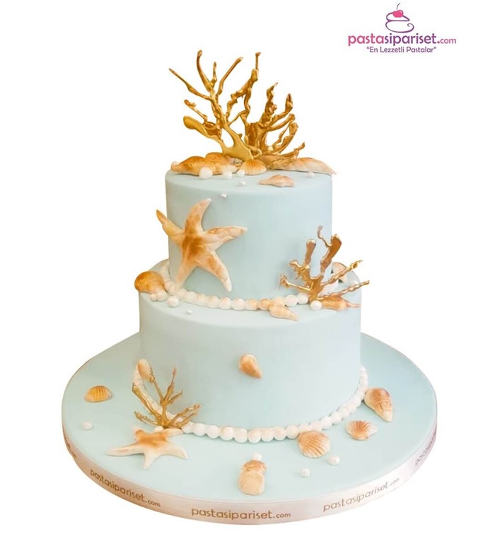 deniz yıldızı butik pasta, deniz canlıları pastası