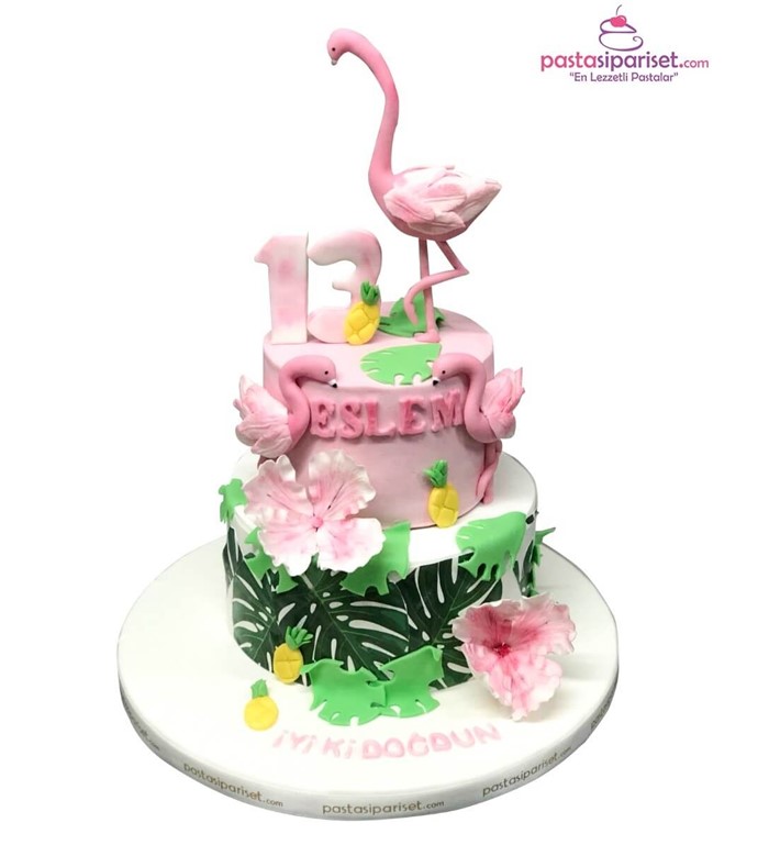 Butik pasta, pasta, kız çocuk, flamingo, özel tasarım, isim