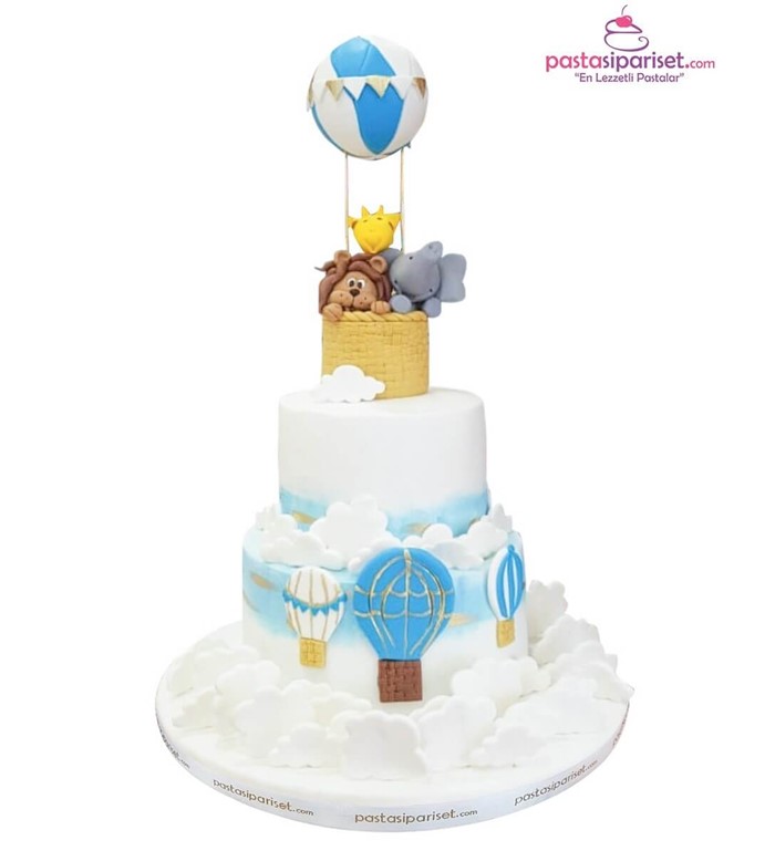 uçan balon pastası, ayıcıklı doğum günü pastası