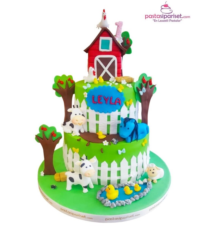 Butik pasta, pasta, isimli, çiftlik, kız çocuğu pastası