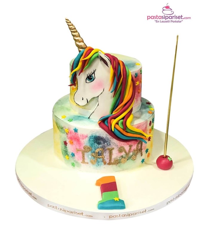 Butik pasta, pasta, çocuk pastası, çizgi film, unicorn, kız