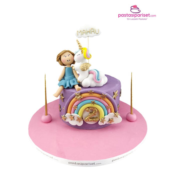 Butik pasta, pasta, kız çocuk, unicornlu pasta, özel tasarım