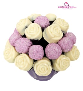 çiçek sepeti, kek çiçeği, kek sepeti, seni seviyorum