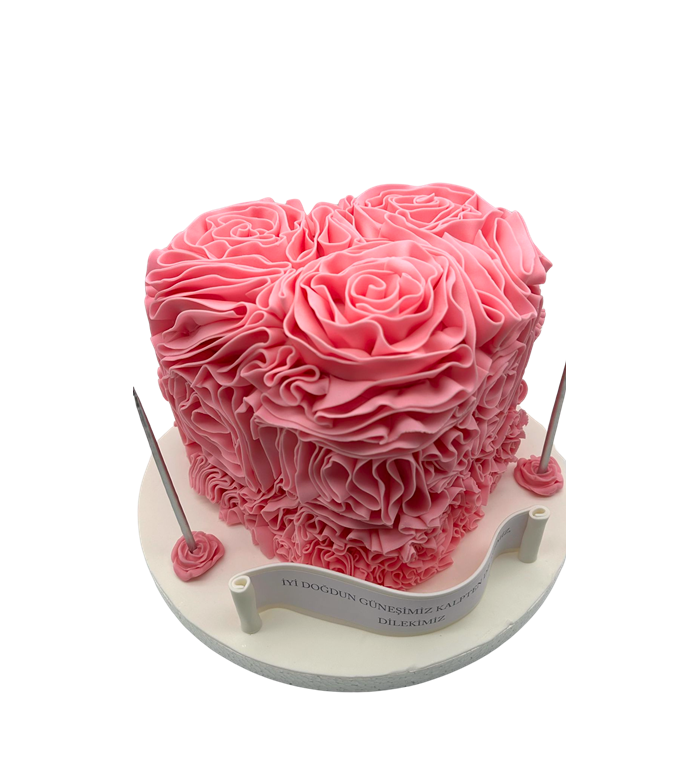 Gül pastası, doğum günü, romantik pasta, kalp pasta, sevgili