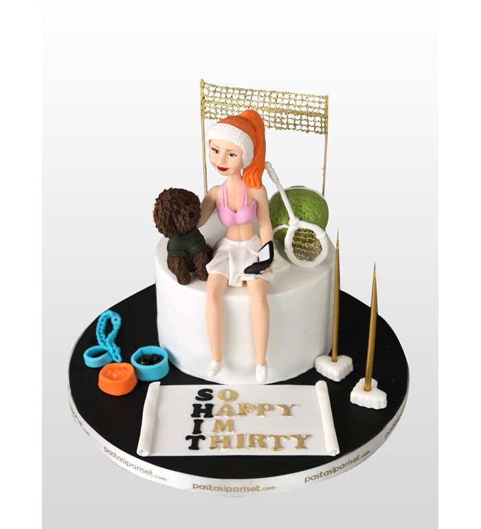 tenisçi kız doğum günü pastası, doğum günü, butik