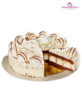 muzlu profiterollü pasta, muzlu çikolatalı pasta