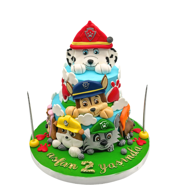 köpek patili pasta, çocuk doğum günü pastası, eğlenceli