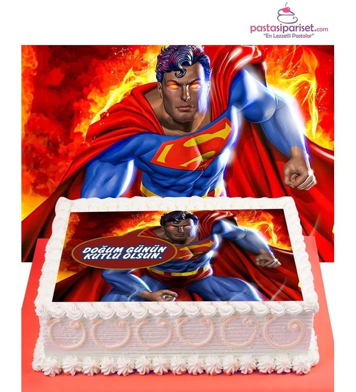 Superman resimli pasta,Superman pasta fiyatları, pasta 