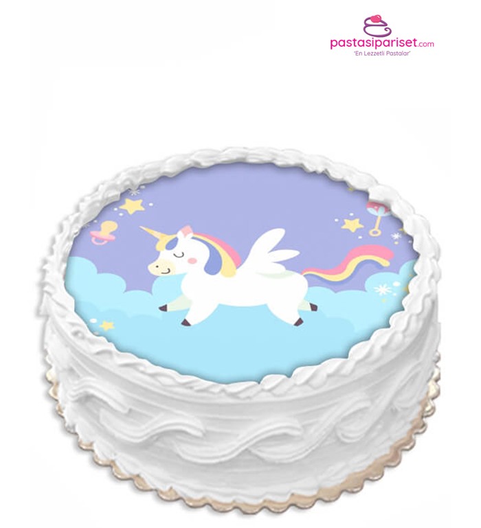 Uçan Unicorn, kız çocuk, özel tasarım, günlük pasta, acil 