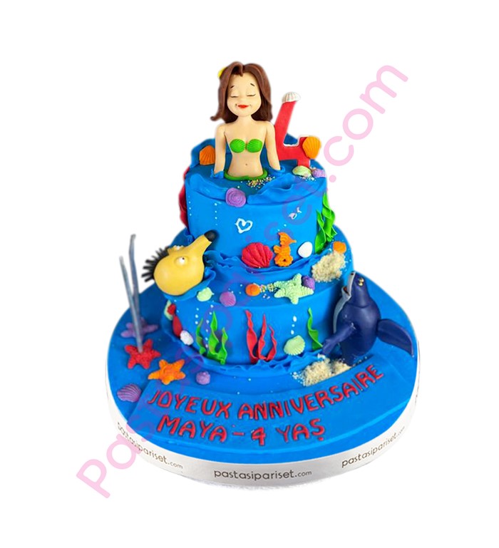 deniz kızı konseptli pasta, deniz kızı pasta, cake design