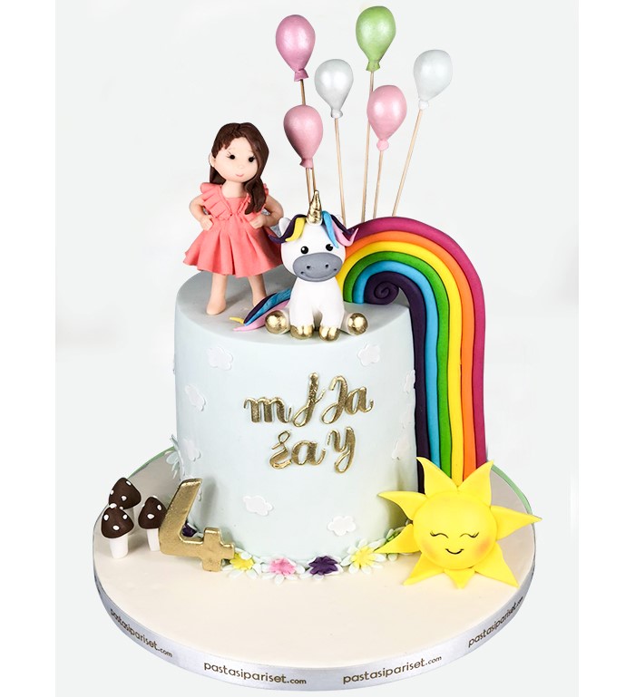 unicorn konsept pasta butik doğum günü pastası