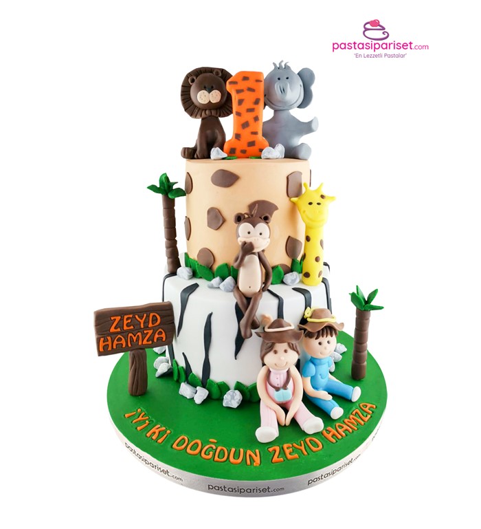 safari pastası, hayvanlar alemi, 1 yaş günü pastası