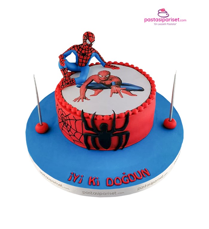 Örümcek Adam, spiderman, resimli pasta, figürlü pasta