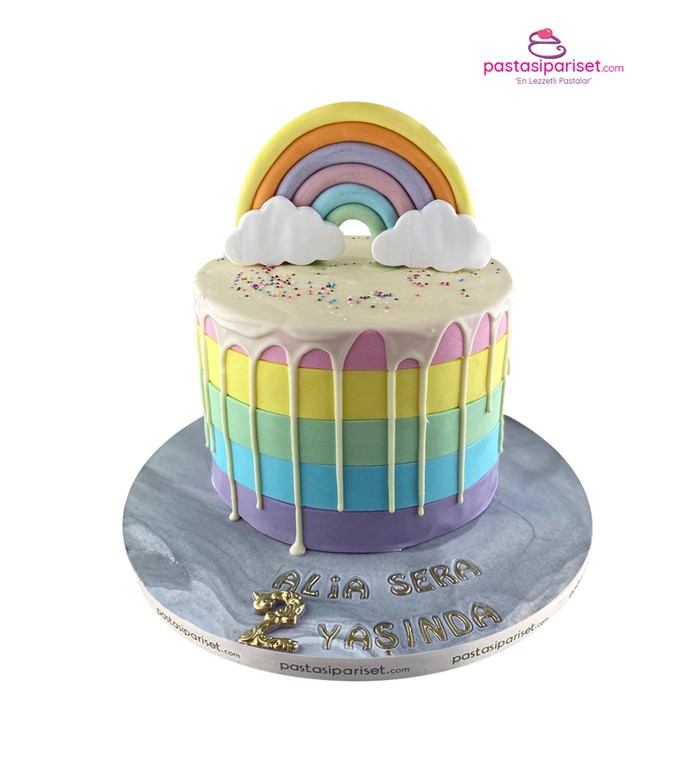 gökkuşağı pastası, özel tasarım pasta, renkli pastalar