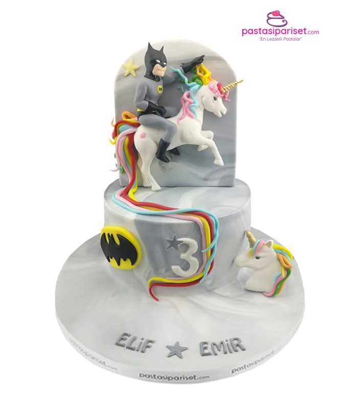 ikiz pastası, kız çocuk, erkek çocuk, batman, unicorn