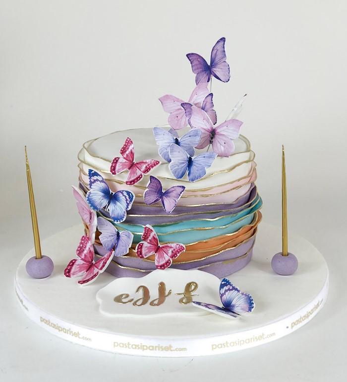 Kelebekli Doğum Günü Pastası | Pasta Sipariş Et