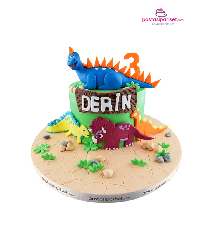 dinozorlu pasta, çocuk pastası, özel tasarım pasta