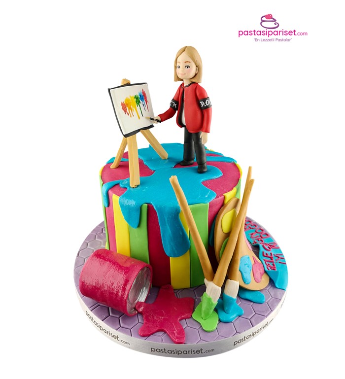 resim öğretmeni, doğum günü pastası, meslek pastası