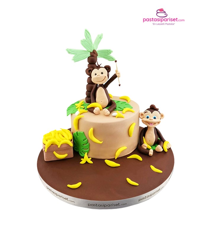 sevimli hayvanlar, maymunlu pastalar, özel tasarım pastalar